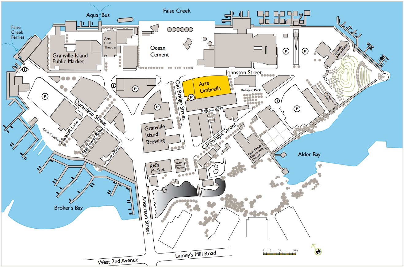 Map of Granville Island showing the conference venue